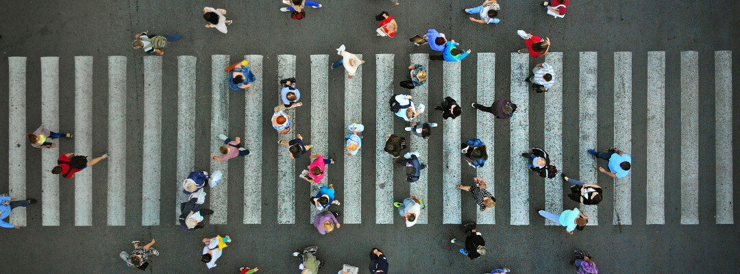 Pedestrian crossing view above